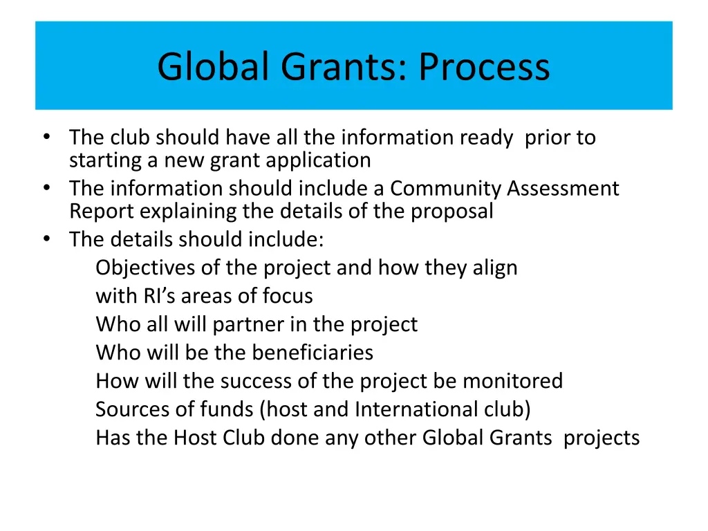 global grants process