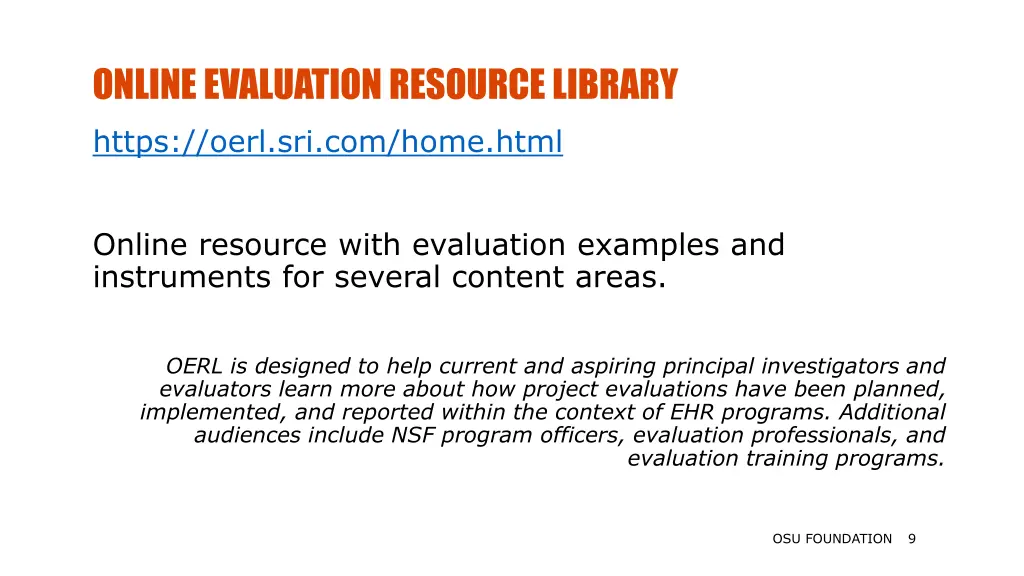 online evaluation resource library