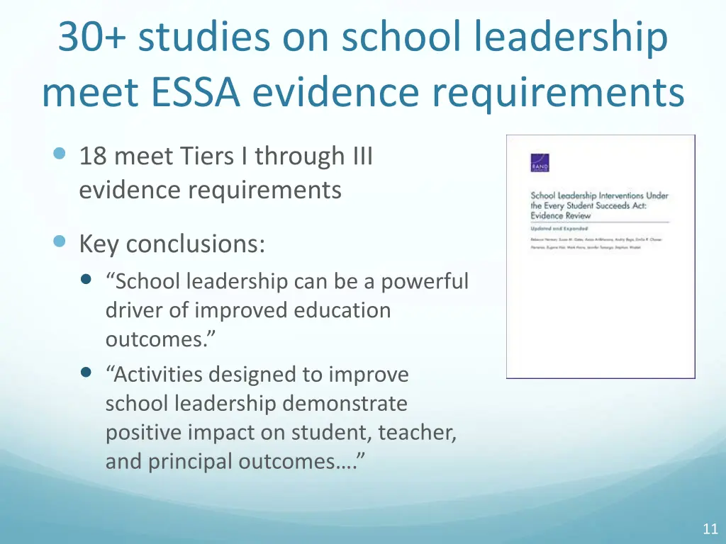 30 studies on school leadership meet essa