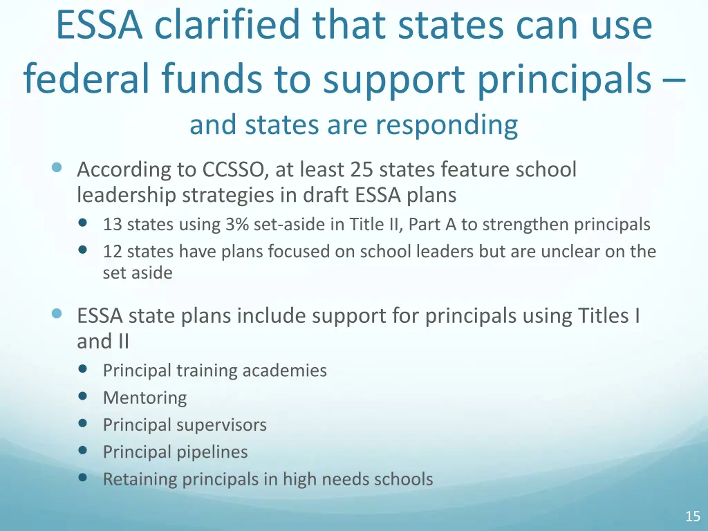 essa clarified that states can use federal funds