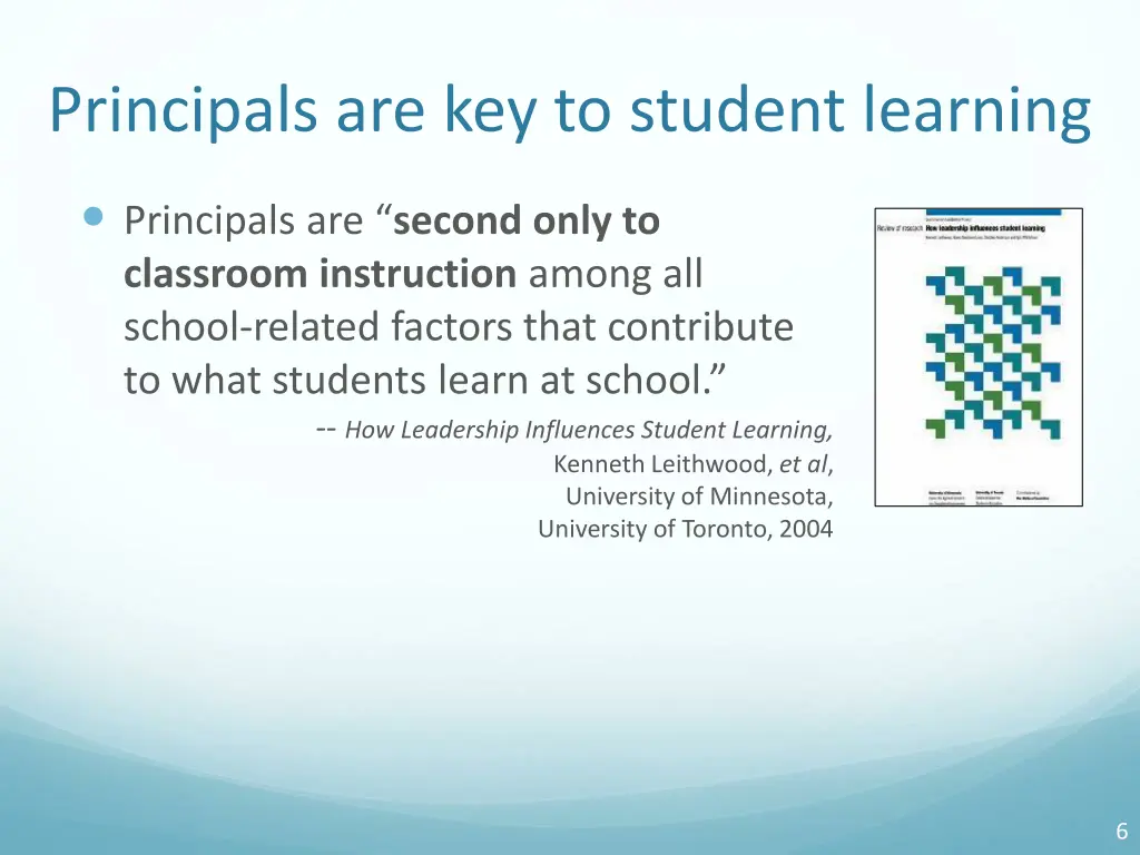 principals are key to student learning