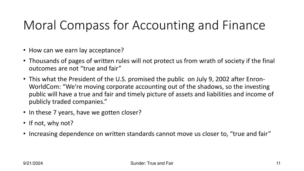 moral compass for accounting and finance