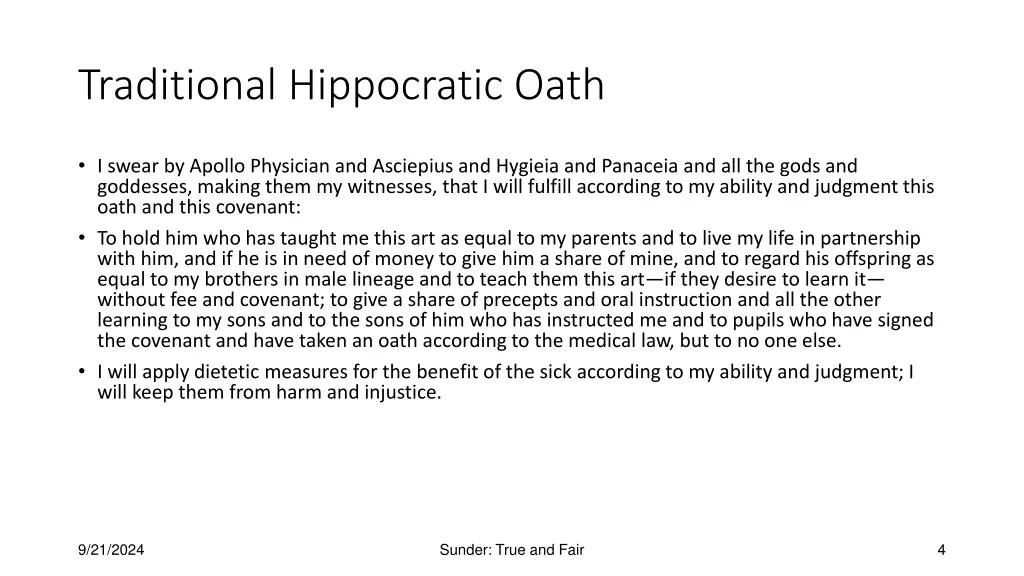 traditional hippocratic oath