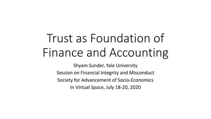 trust as foundation of finance and accounting