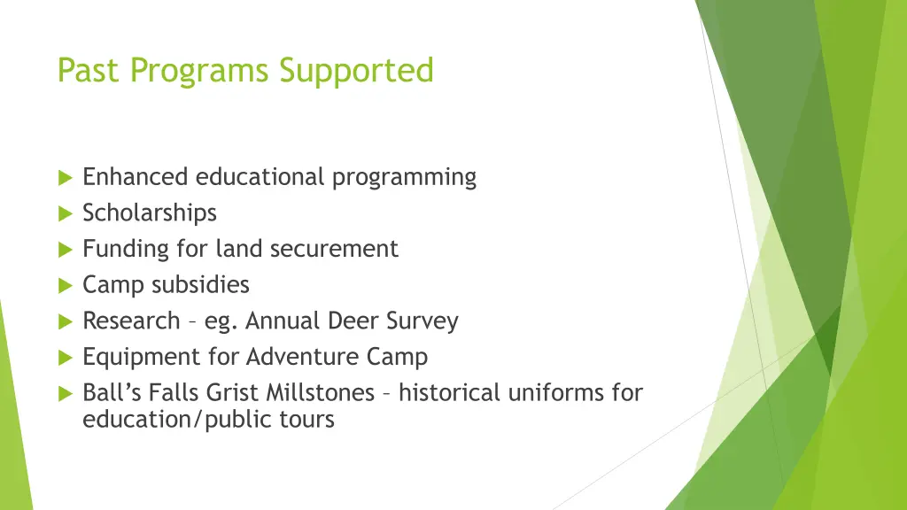 past programs supported