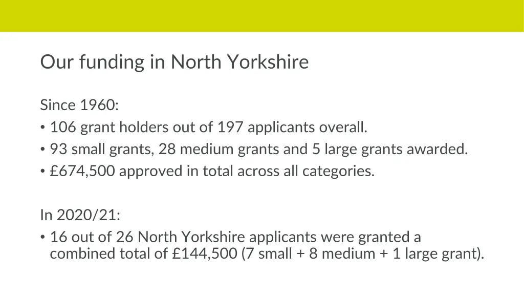 our funding in north yorkshire