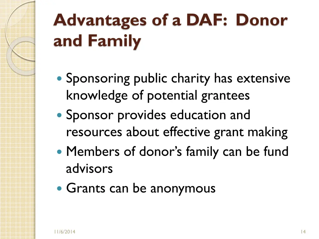 advantages of a daf donor and family