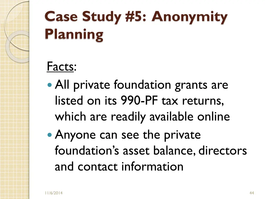 case study 5 anonymity planning