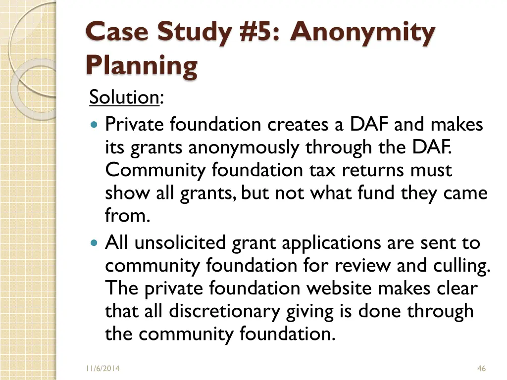 case study 5 anonymity planning solution private