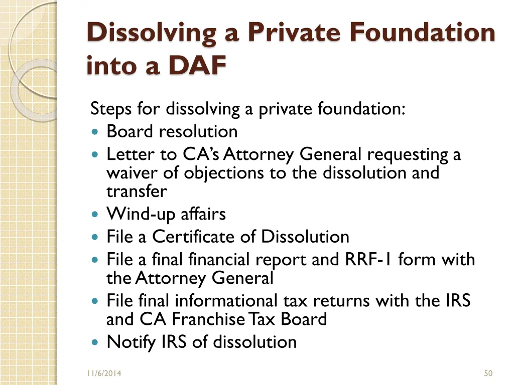 dissolving a private foundation into a daf