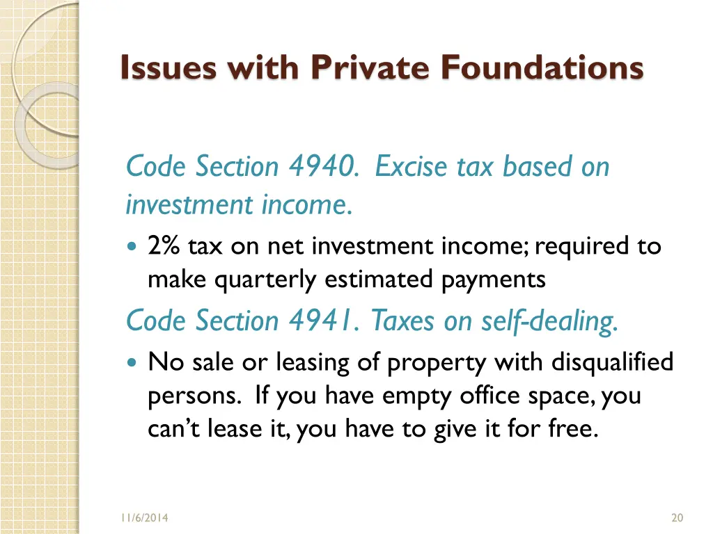 issues with private foundations