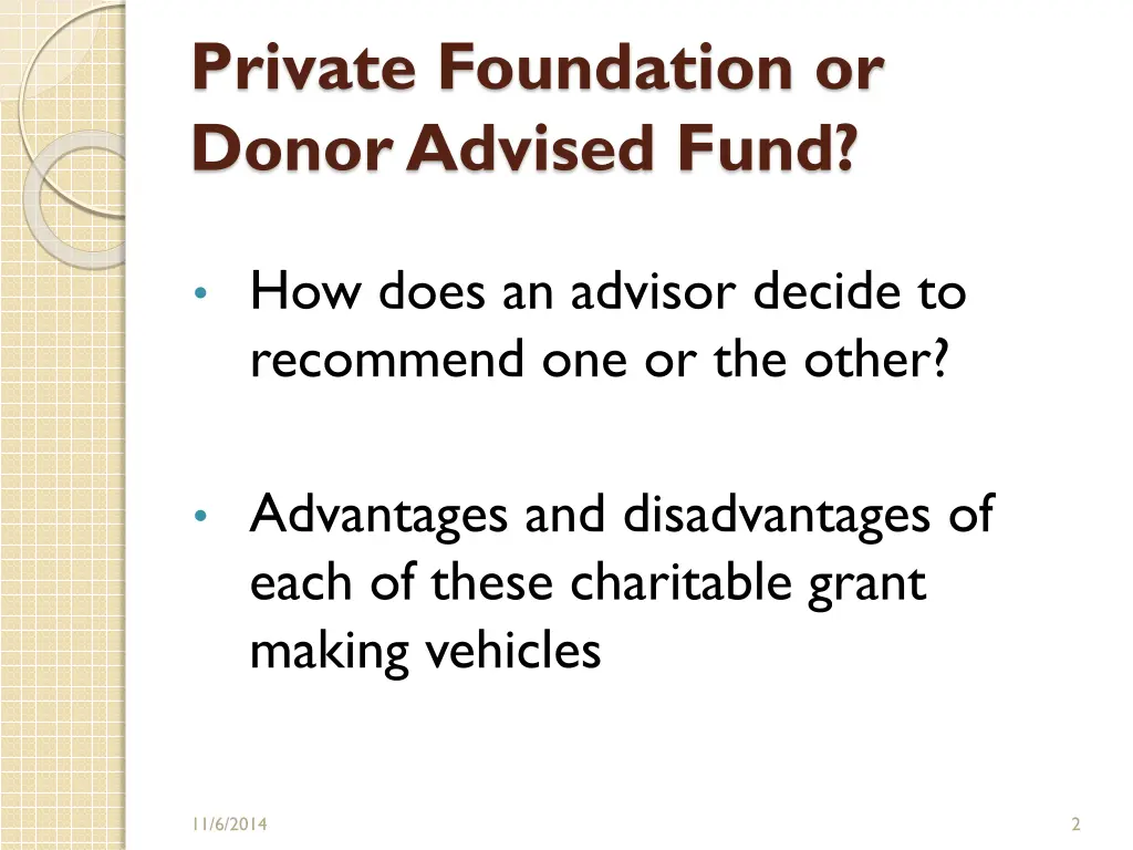 private foundation or donor advised fund