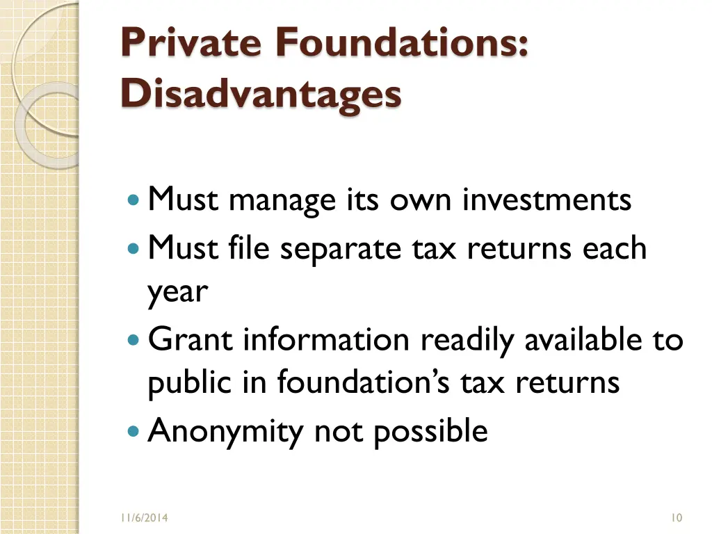 private foundations disadvantages 1