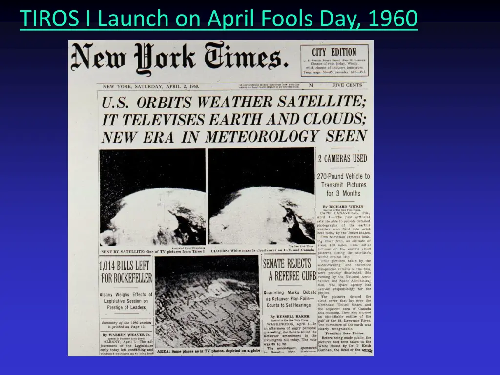 tiros i launch on april fools day 1960