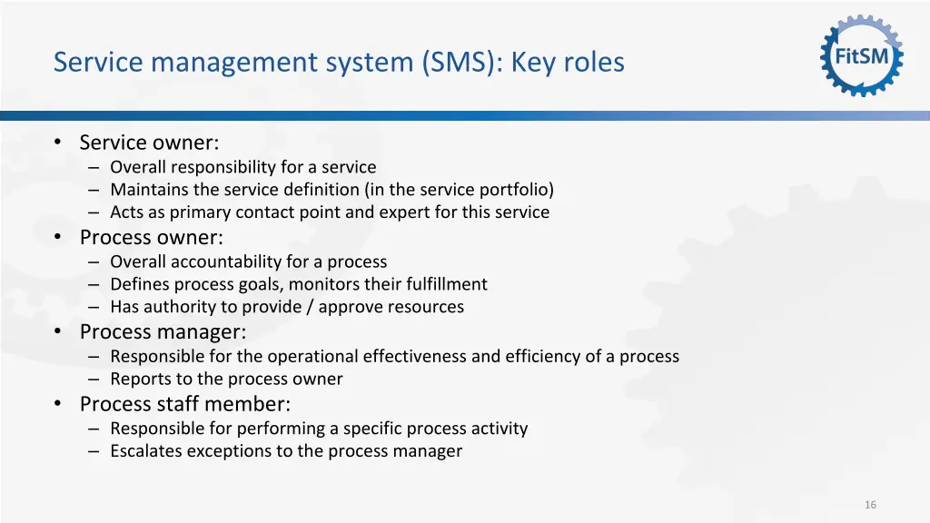 service management system sms key roles