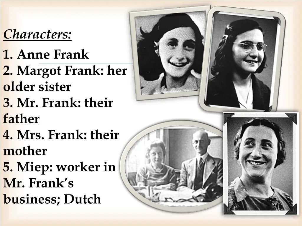 characters 1 anne frank 2 margot frank her older