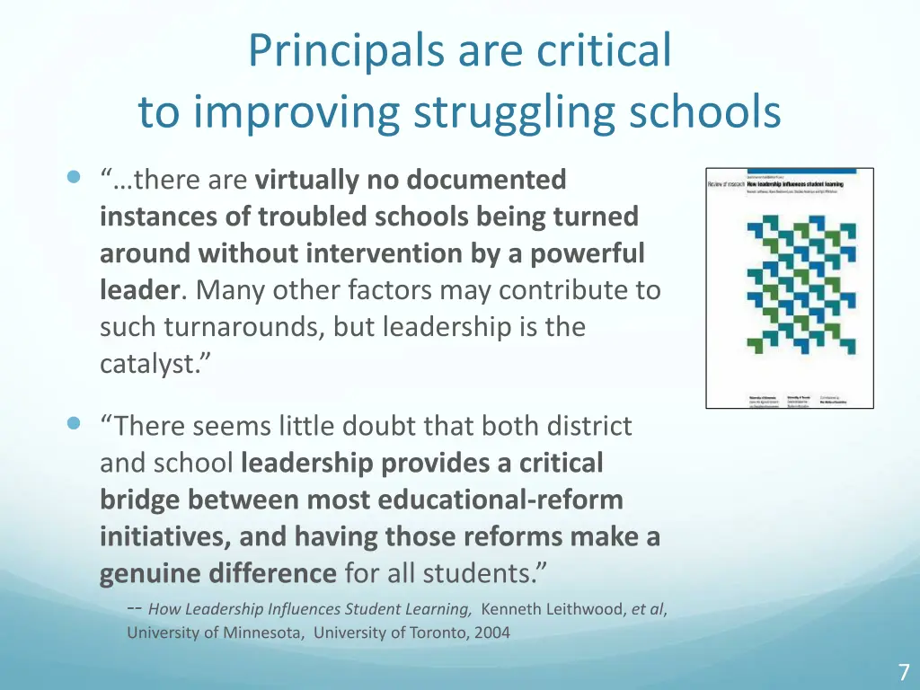 principals are critical to improving struggling