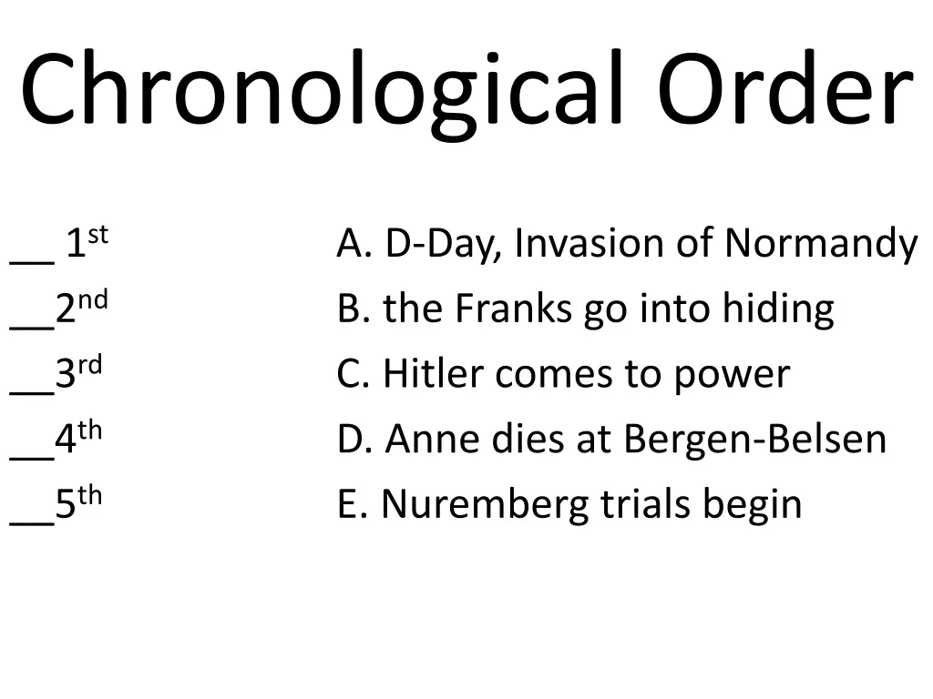 chronological order