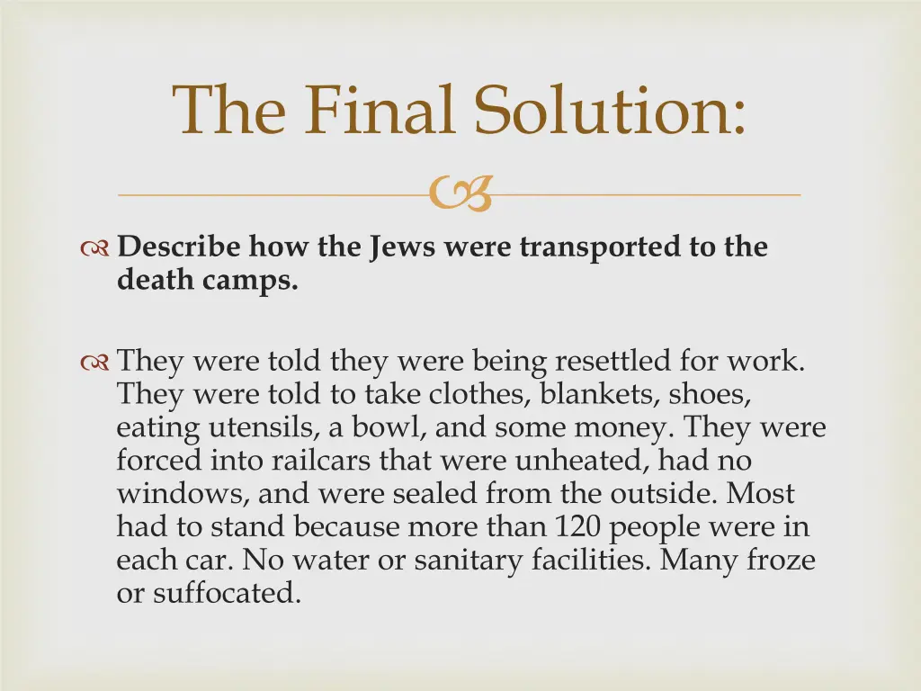 the final solution 2