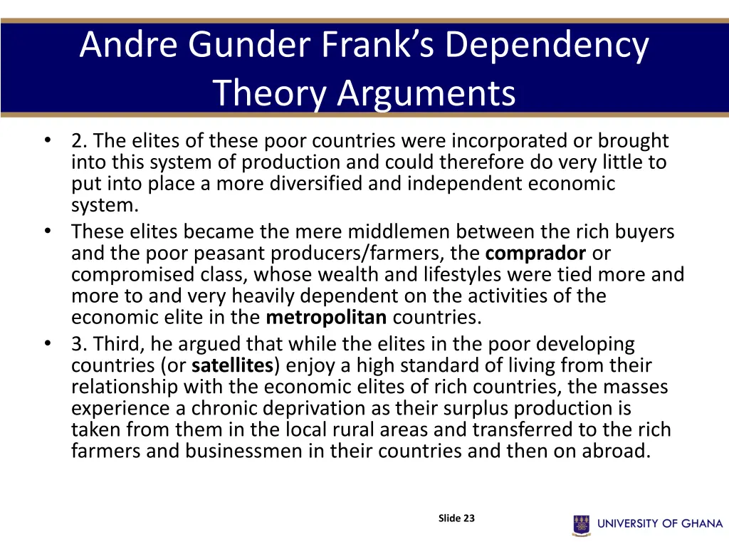 andre gunder frank s dependency theory arguments 1