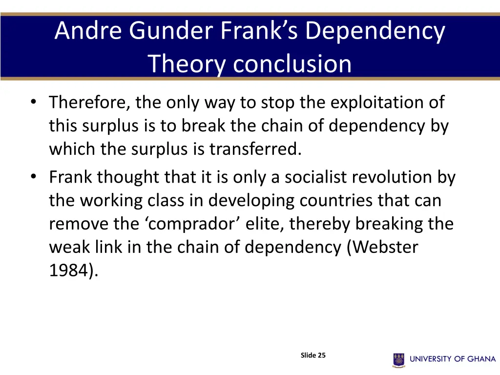 andre gunder frank s dependency theory conclusion