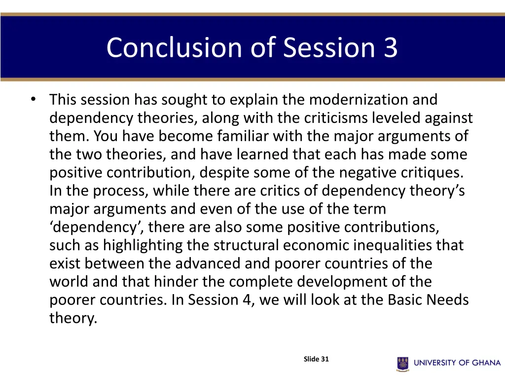 conclusion of session 3