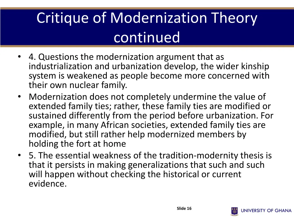 critique of modernization theory continued