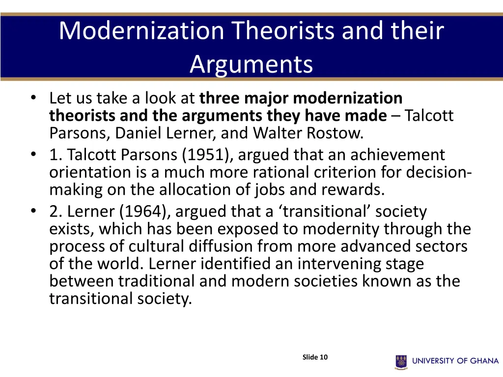 modernization theorists and their arguments