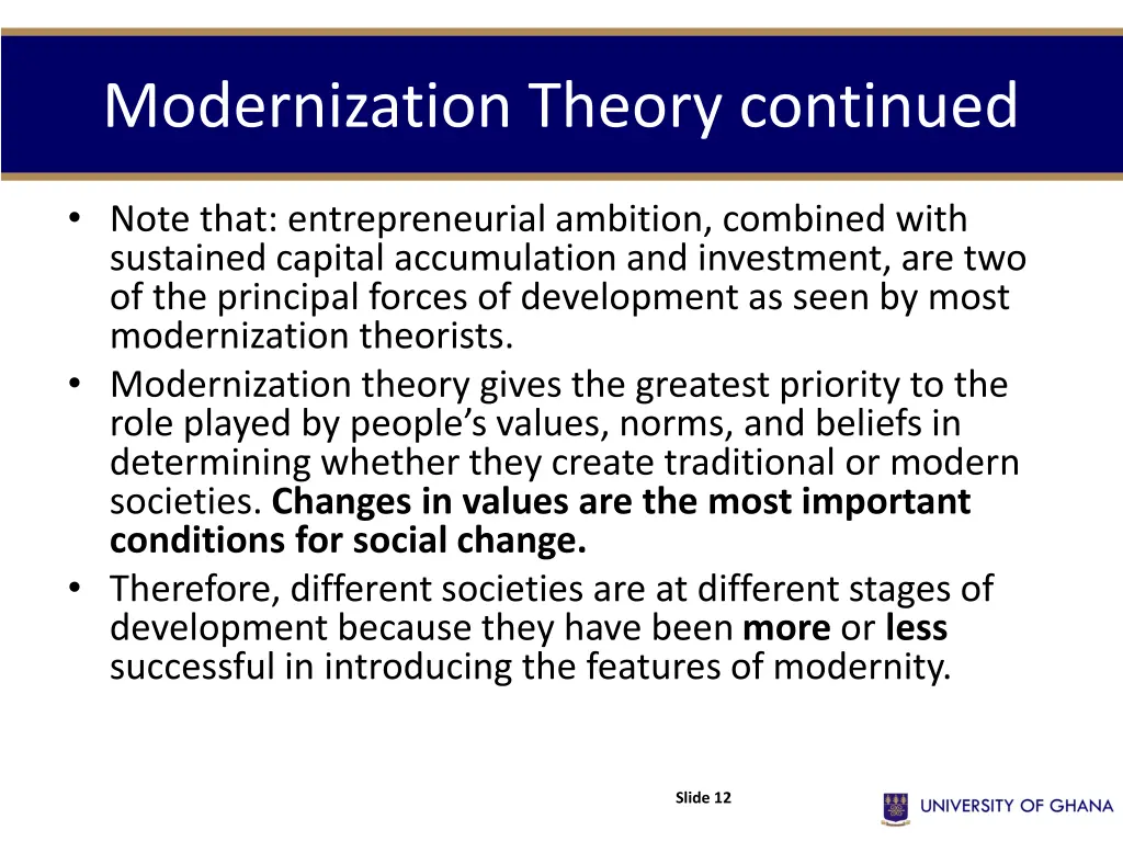 modernization theory continued