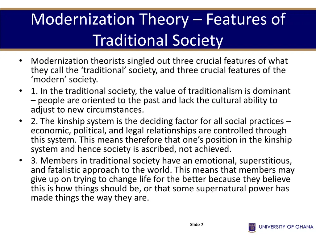 modernization theory features of traditional