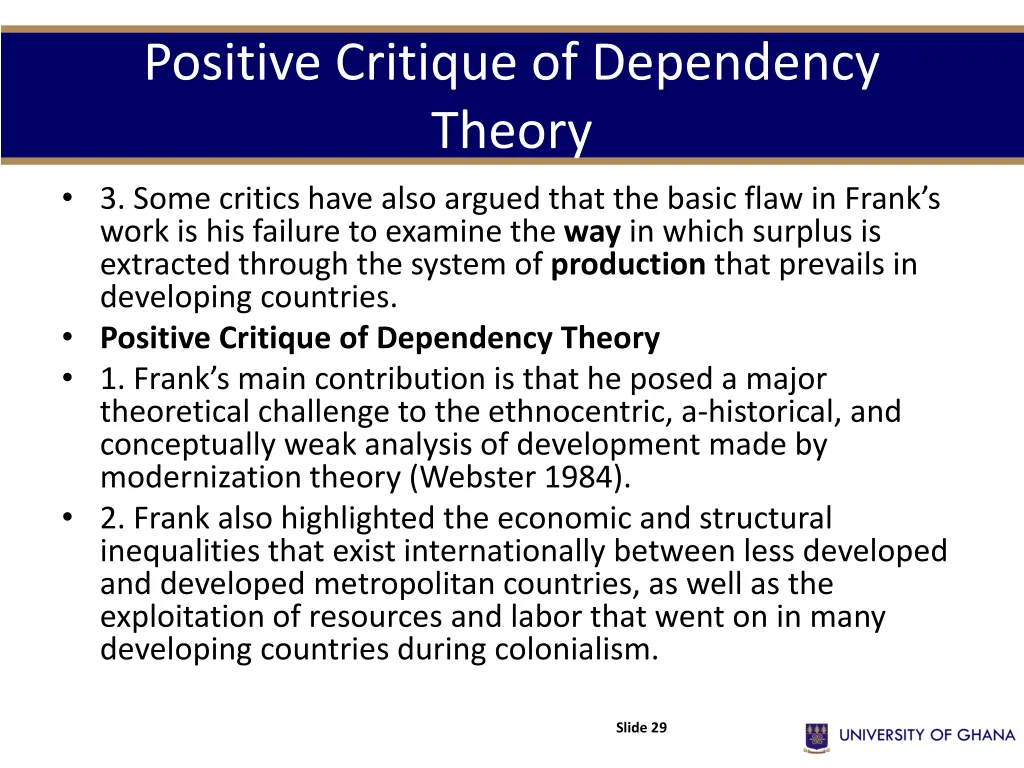 positive critique of dependency theory 3 some