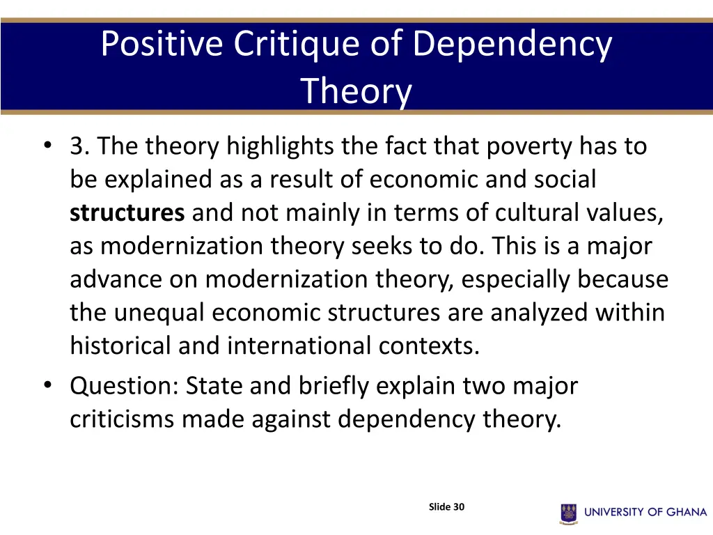 positive critique of dependency theory