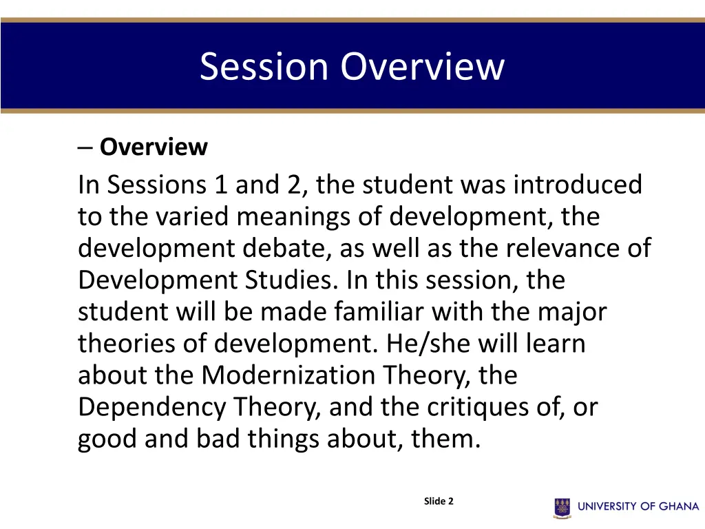 session overview