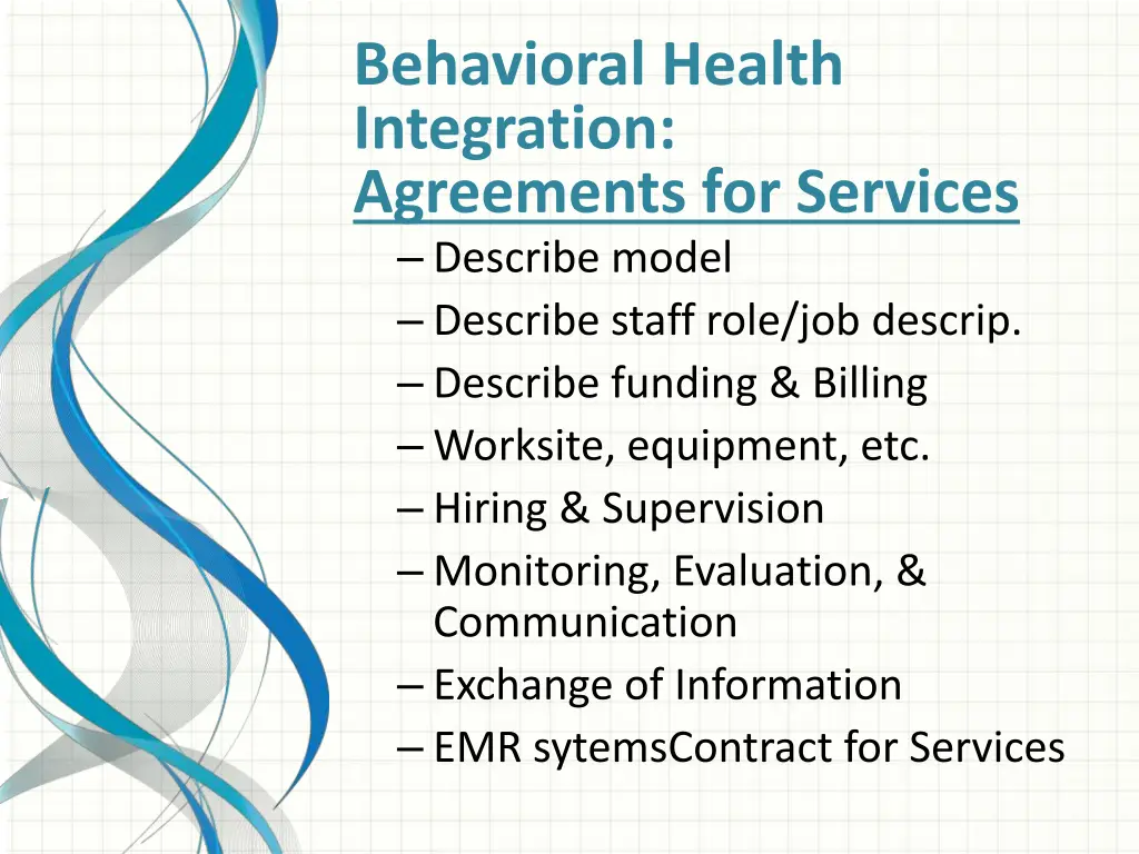 behavioral health integration agreements