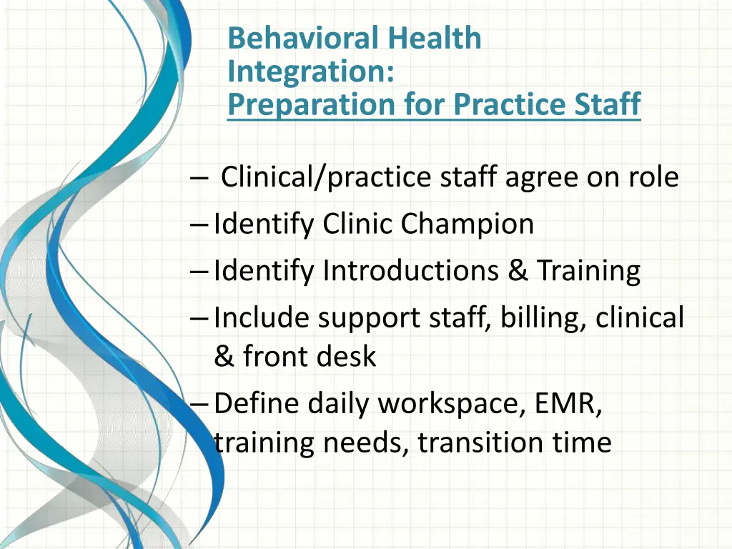 behavioral health integration preparation