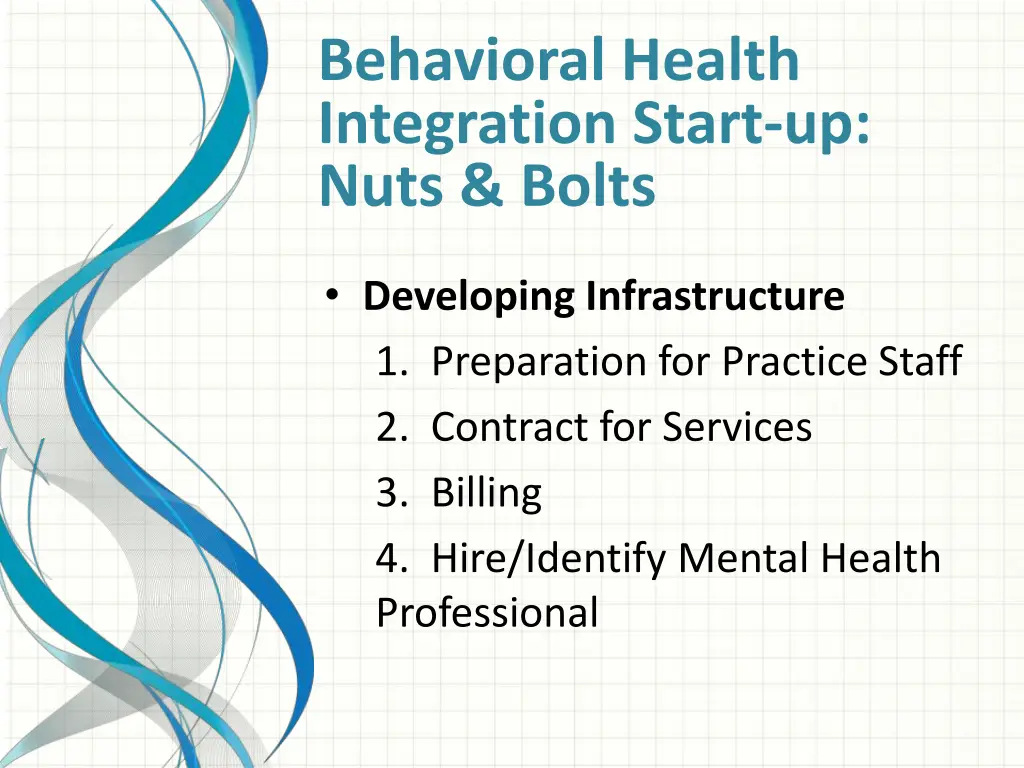 behavioral health integration start up nuts bolts