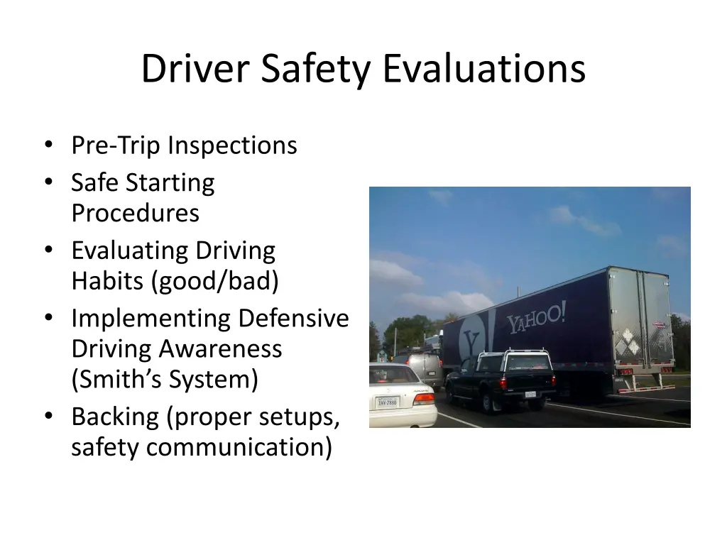 driver safety evaluations