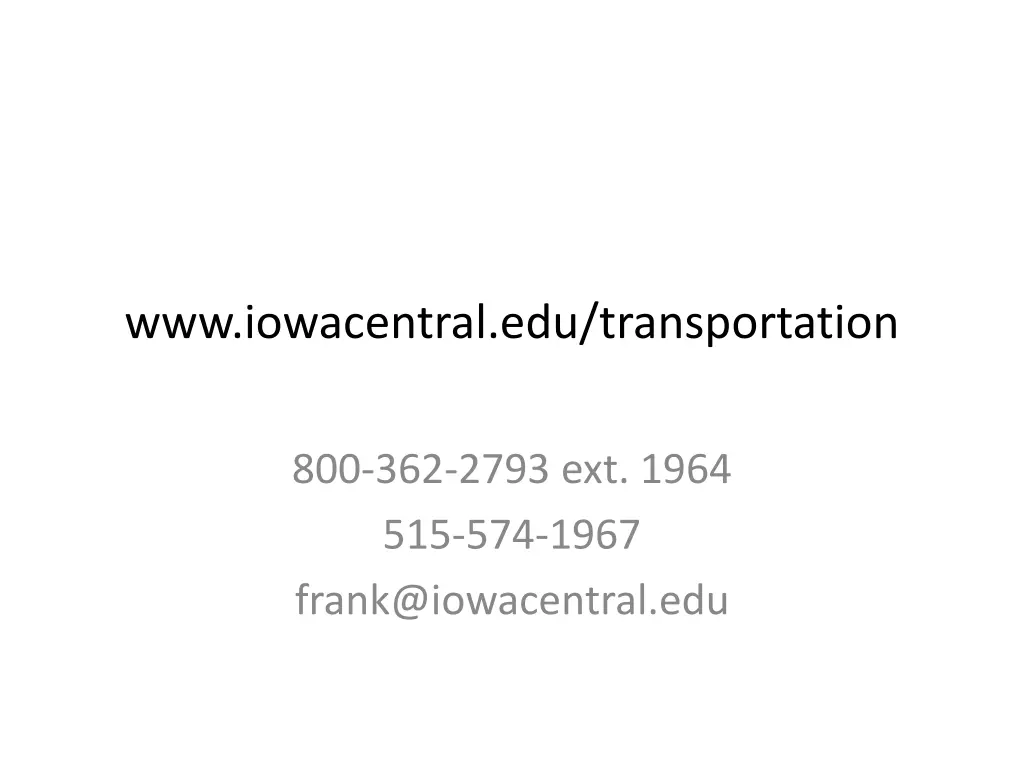 www iowacentral edu transportation