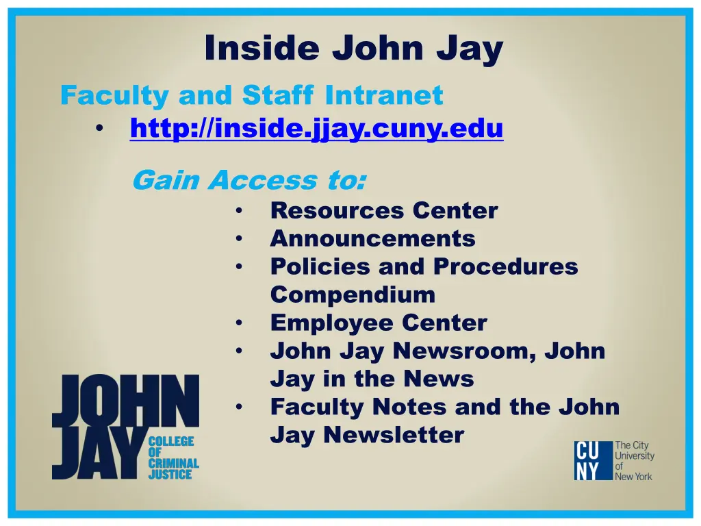 inside john jay faculty and staff intranet http