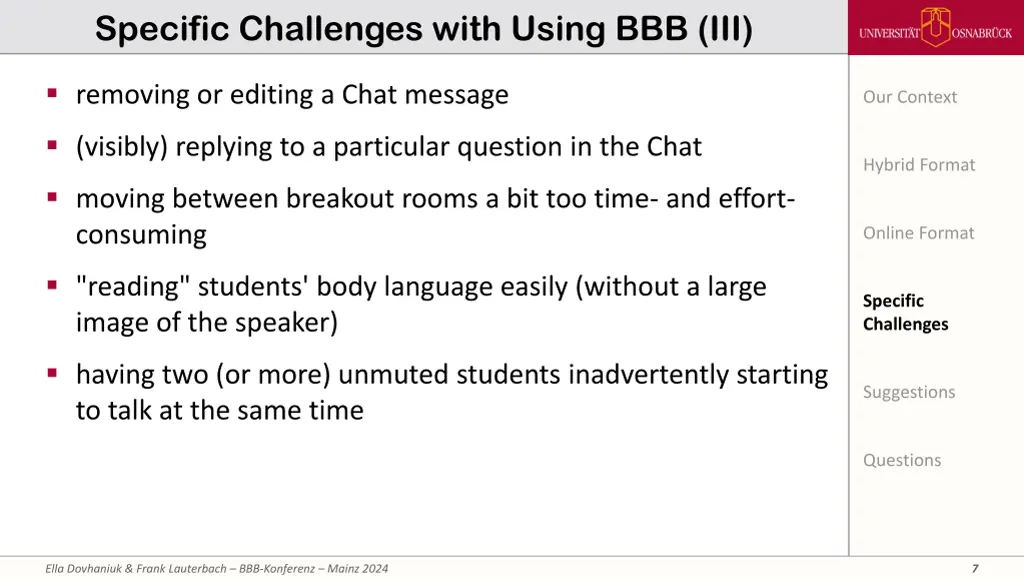 specific challenges with using bbb iii