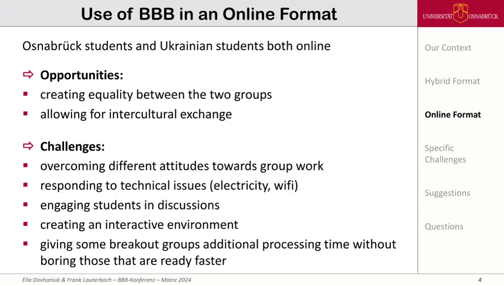 use of bbb in an online format