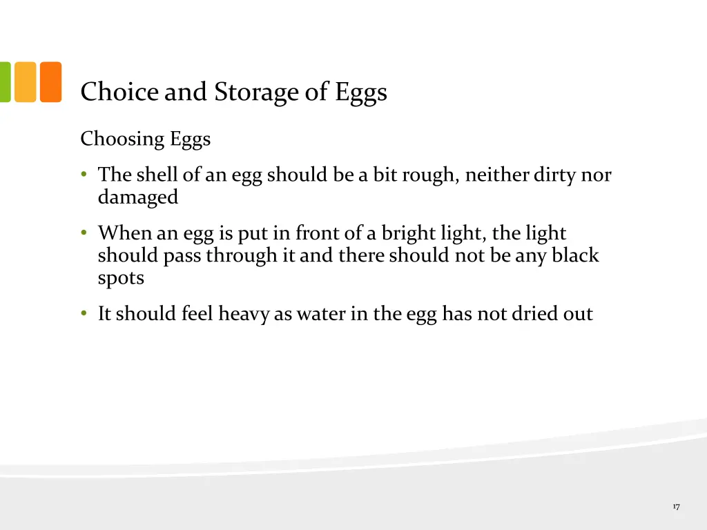 choice and storage of eggs 1