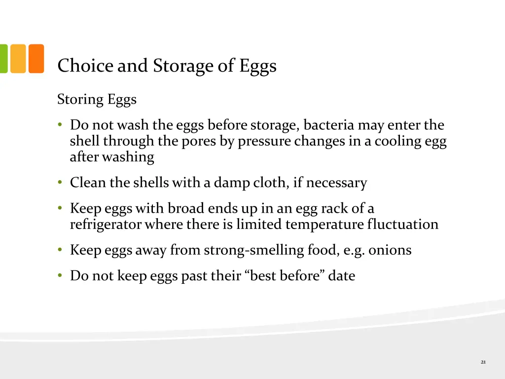 choice and storage of eggs 5