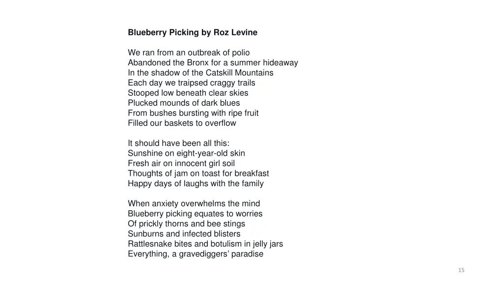 blueberry picking by roz levine