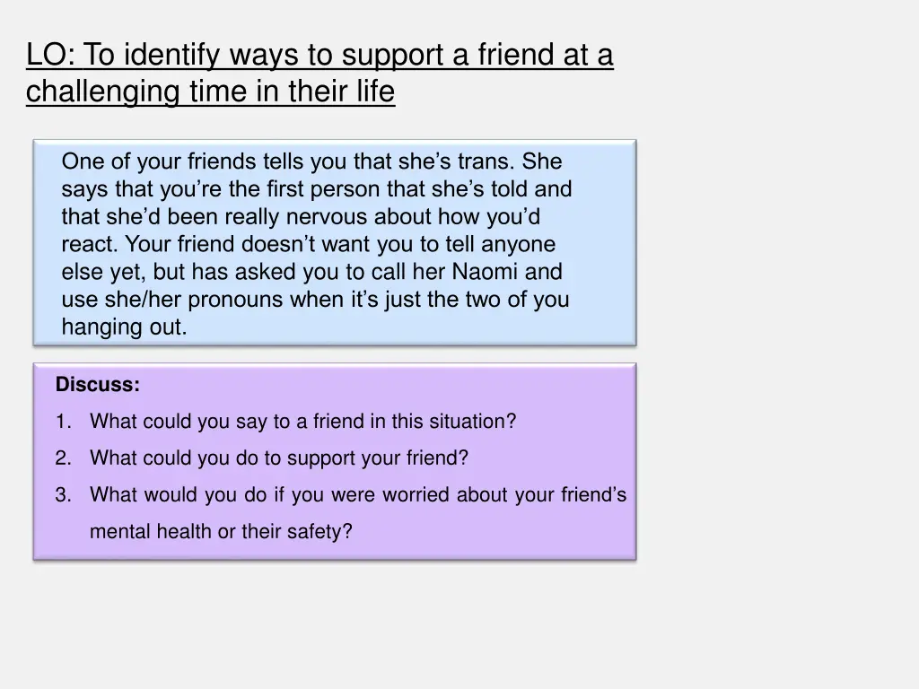 lo to identify ways to support a friend 4