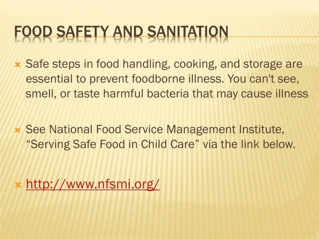 food safety and sanitation