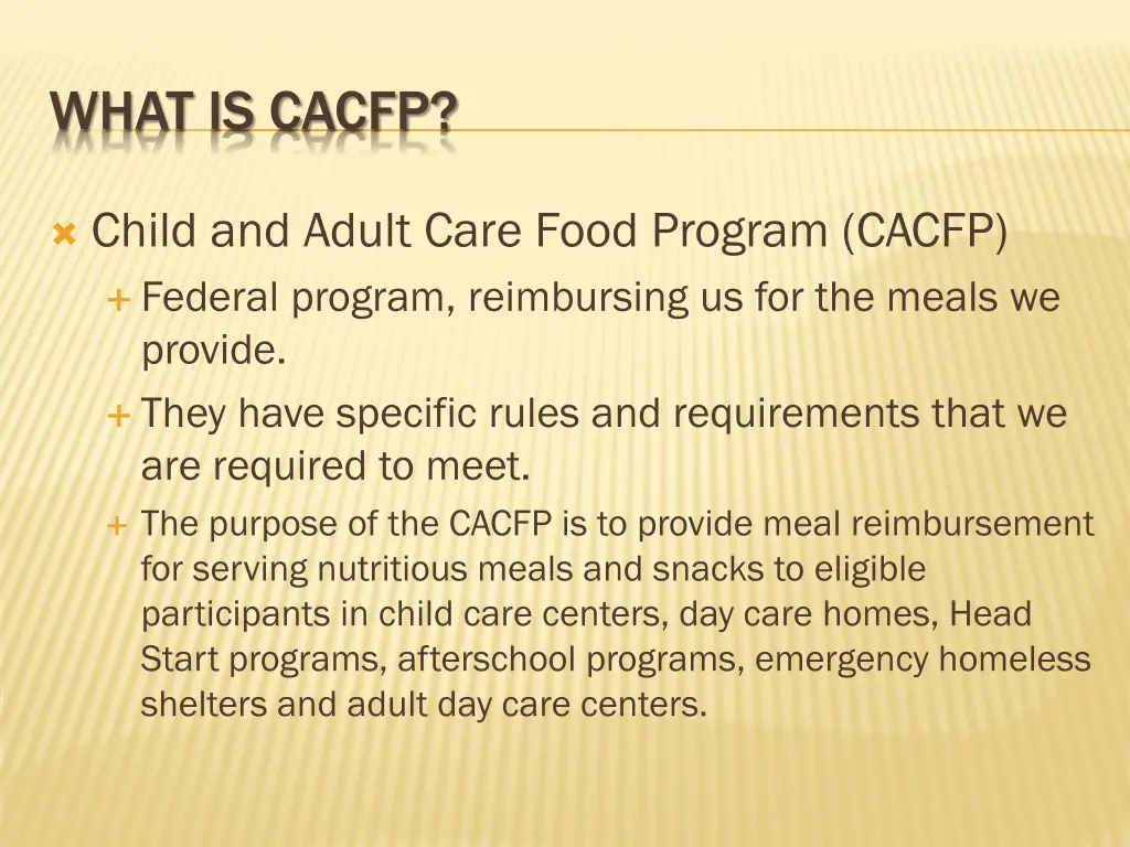 what is cacfp