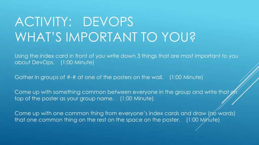 activity devops what s important to you