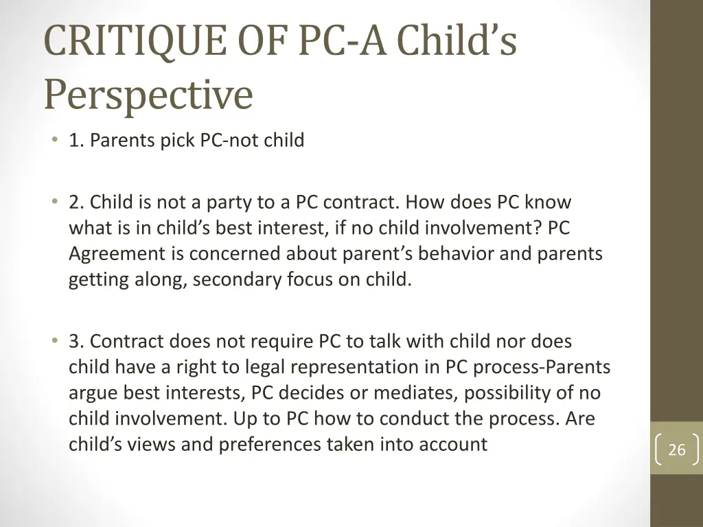 critique of pc a child s perspective 1 parents