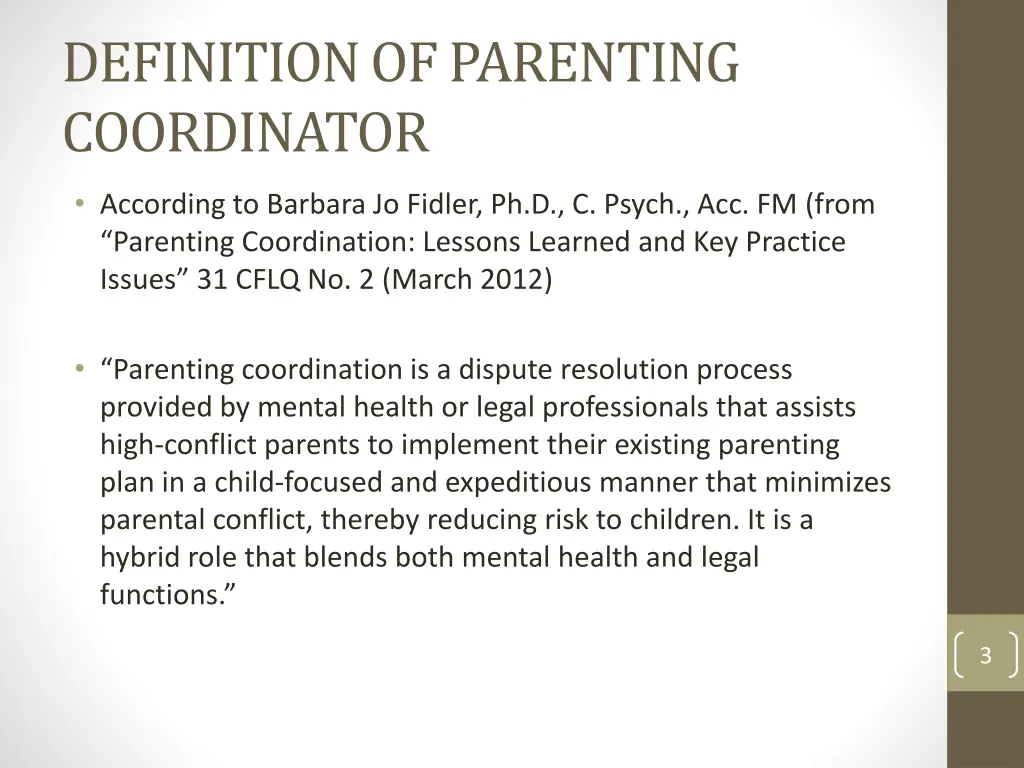 definition of parenting coordinator